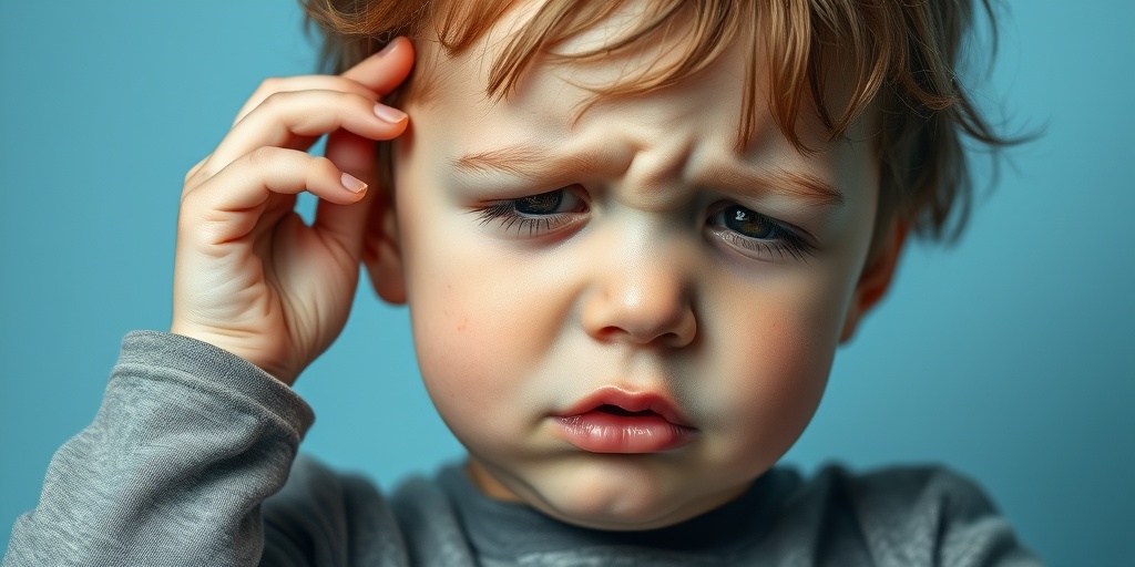 A child scratches their head, expressing frustration and anxiety, with visible lice eggs subtly in their hair.  2.png