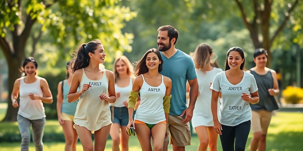 A diverse group in a park, subtly showcasing risk factors for Guenther Porphyria while engaging in healthy activities. 3.png