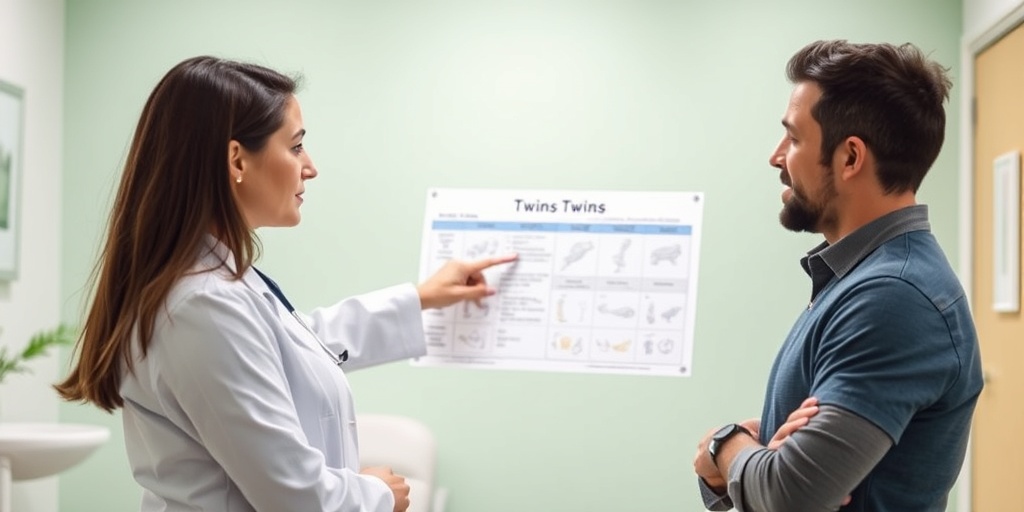 A doctor discusses health risks with a couple, pointing to a chart in a well-lit clinic, symbolizing care.  3.png