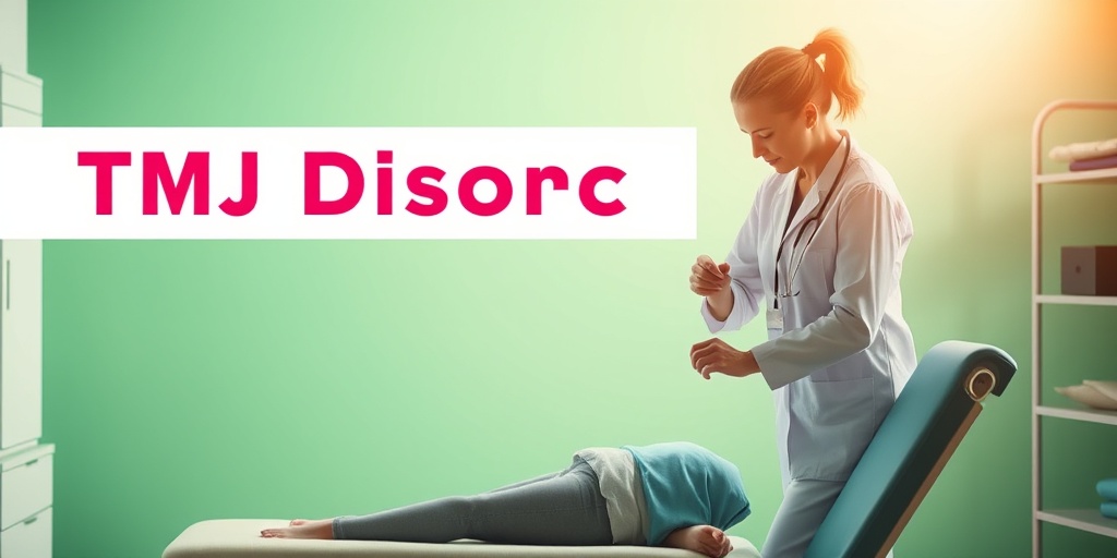 A healthcare professional demonstrates physical therapy for TMJ Disorder in a calming green clinical setting, promoting healing and support.  4.png