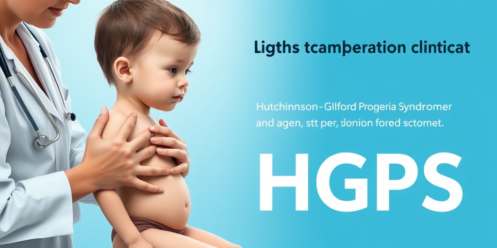 A healthcare professional gently examines a child with HGPS, highlighting growth failure and joint stiffness in a clinical setting.  2.png