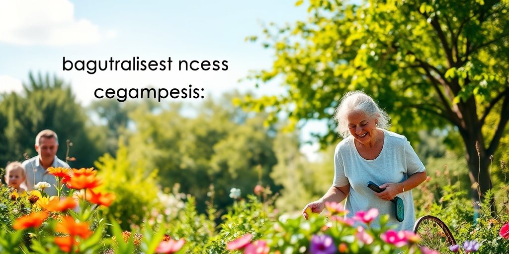 A patient joyfully gardening outdoors, symbolizing recovery, with vibrant greenery and uplifting lighting representing positive RCC outcomes.  5.png