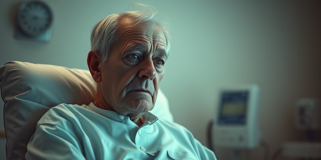 A patient shows distress and confusion in a clinical setting, highlighting cognitive decline symptoms of Jakob-Creutzfeldt Disease. 2.png