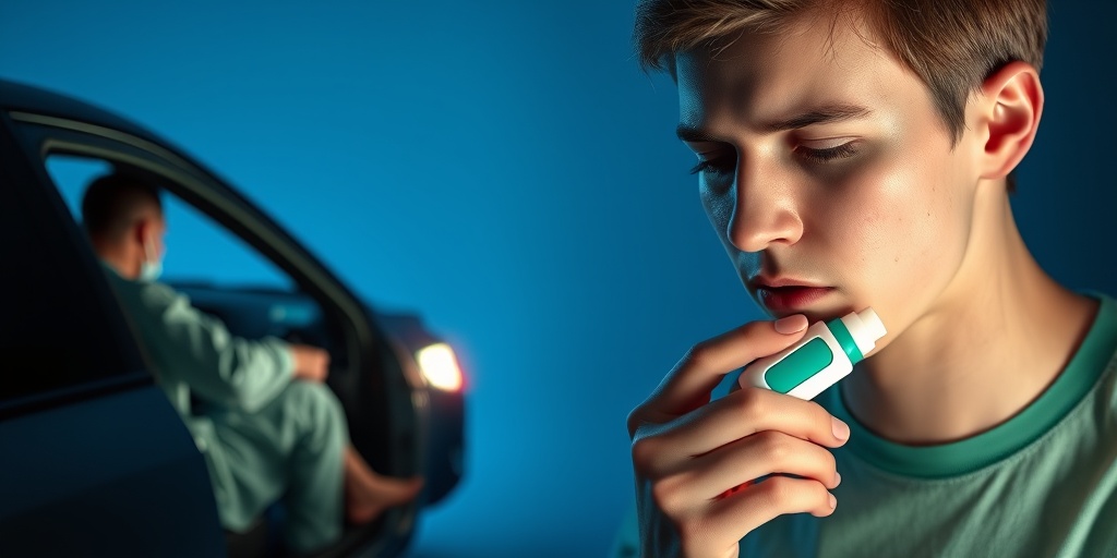 A split scene shows a car accident victim and a person in anaphylaxis, highlighting serious medical emergencies.3.png
