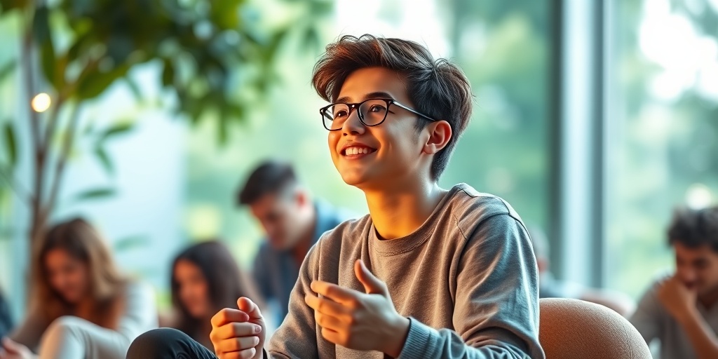 A young adult thriving in a supportive community, symbolizing resilience and empowerment in Sphingolipidosis 1.  5.png