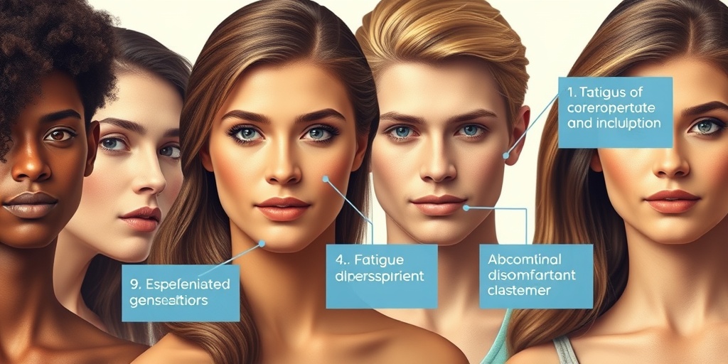 An infographic displays diverse individuals showing jaundice symptoms, highlighting awareness of Unconjugated Benign Bilirubinemia.  2.png