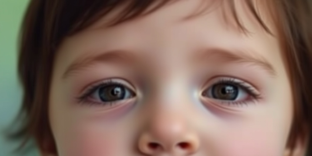 Close-up of a child's face during an absence seizure, eyes wide yet unseeing, conveying a peaceful disconnect.  2.png