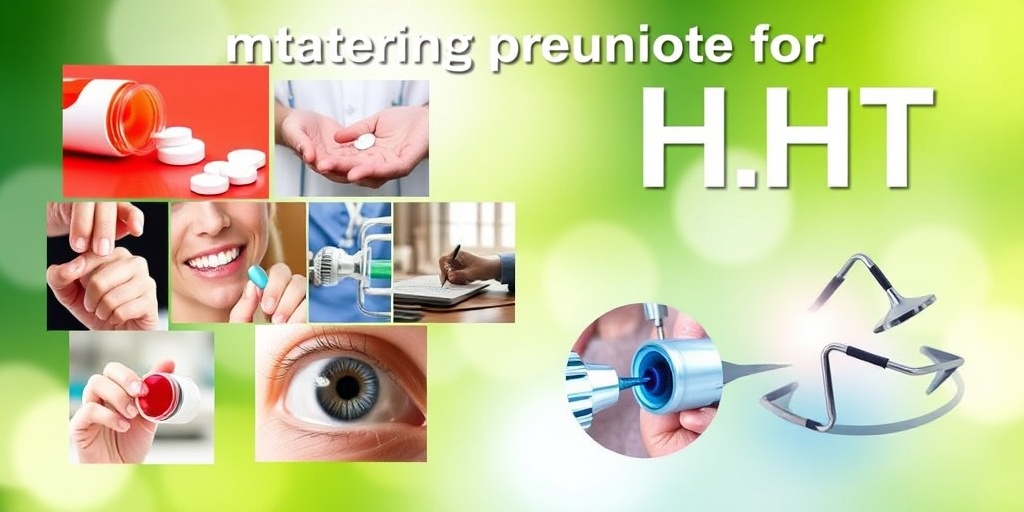 Collage of HHT treatment options, including medication and laser therapy, set against a hopeful green and blue background.  4.png