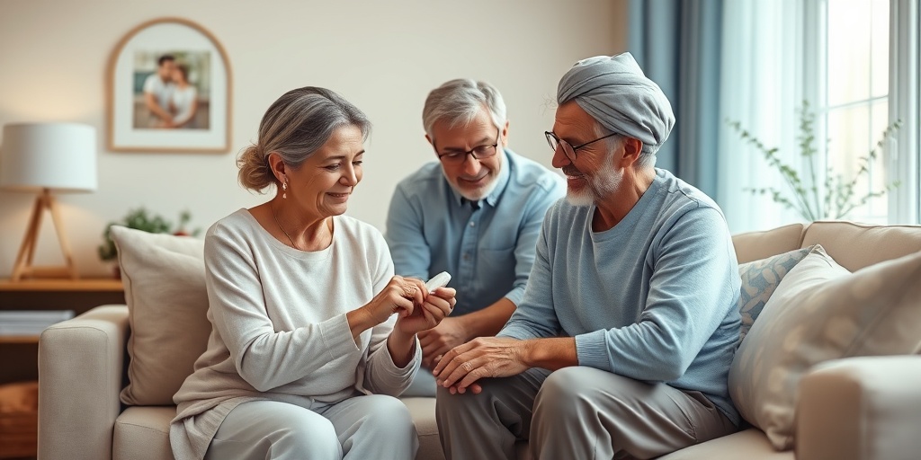 Cozy living room scene of a patient applying soothing cream, surrounded by family, creating a nurturing atmosphere. 4.png