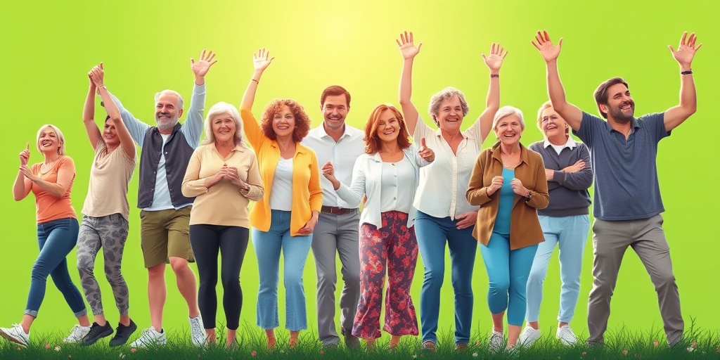 Diverse group of individuals with Primary Cutaneous Amyloidosis, engaging in uplifting activities against a vibrant green backdrop. 5.png