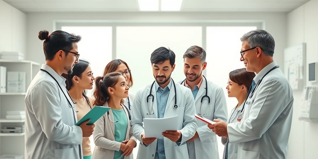 Healthcare professionals discuss treatment options with a patient in a modern clinic, emphasizing teamwork and hope.  4.png