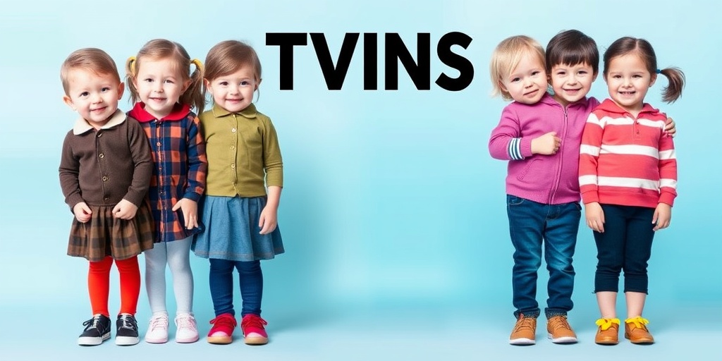 Identical twins in matching outfits mirror each other's expressions, while fraternal twins showcase their unique styles.  2.png