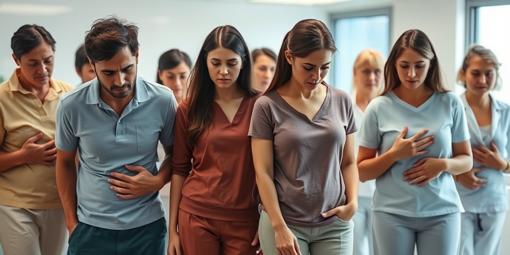 Individuals in a clinical setting display symptoms of Extragonadal Germ Cell Tumors, showcasing concern and determination.  2.png