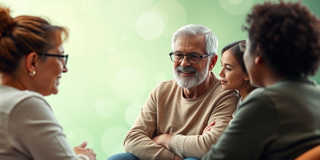 Individuals in a group therapy session share their MCTD experiences, fostering empathy and community support in a nurturing atmosphere.  5.png