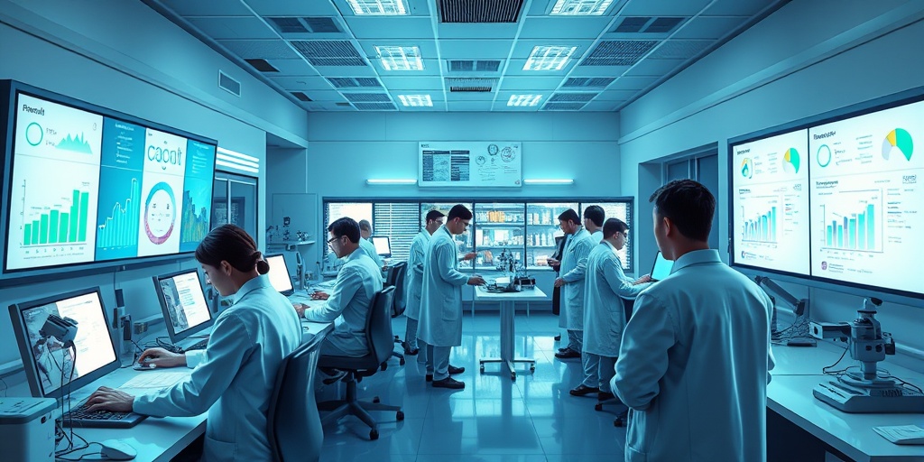 Researchers in a lab work on innovative treatments for Extragonadal Germ Cell Tumors, symbolizing hope and progress.  5.png