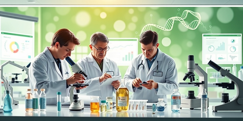Scientists analyze genetic samples in a lab, showcasing ongoing research and dedication to breakthroughs in HGPS treatment.  5.png
