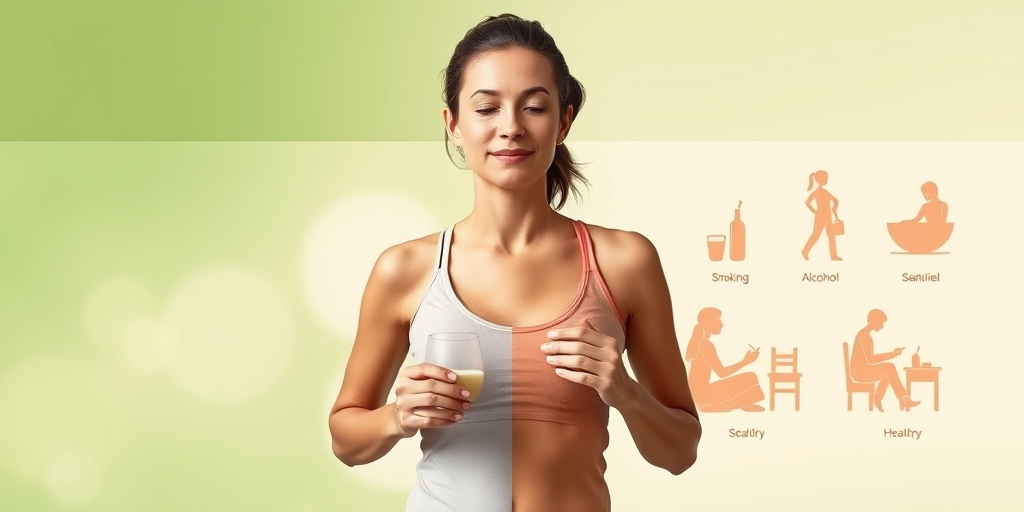 Split-screen image showing healthy lifestyle choices versus risk factors for breast problems, emphasizing the importance of health decisions.  3.png