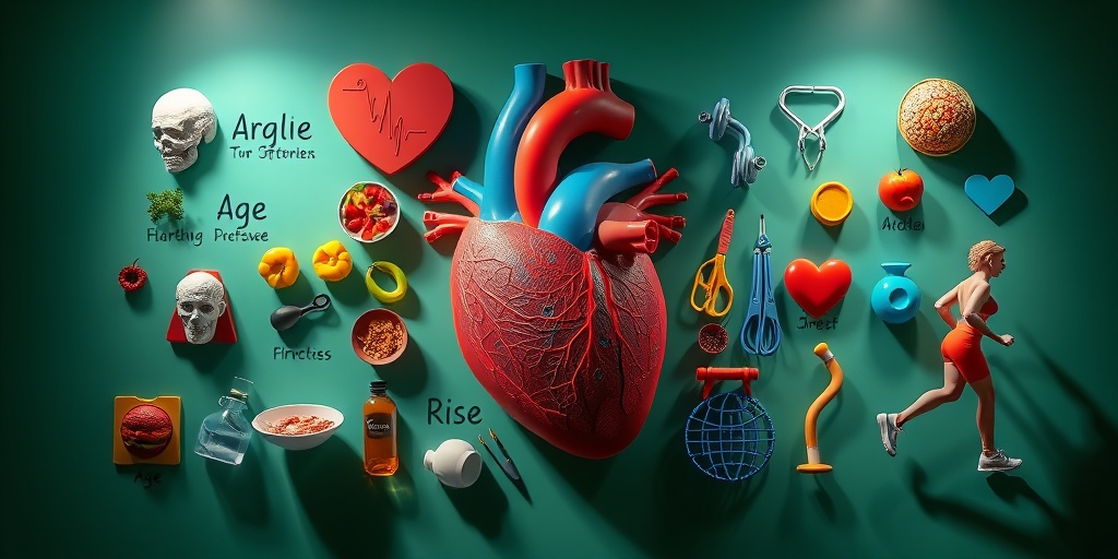 A 3D render highlights risk factors for mitral valve regurgitation, featuring age, unhealthy foods, and exercise equipment in dynamic layout.  3.png