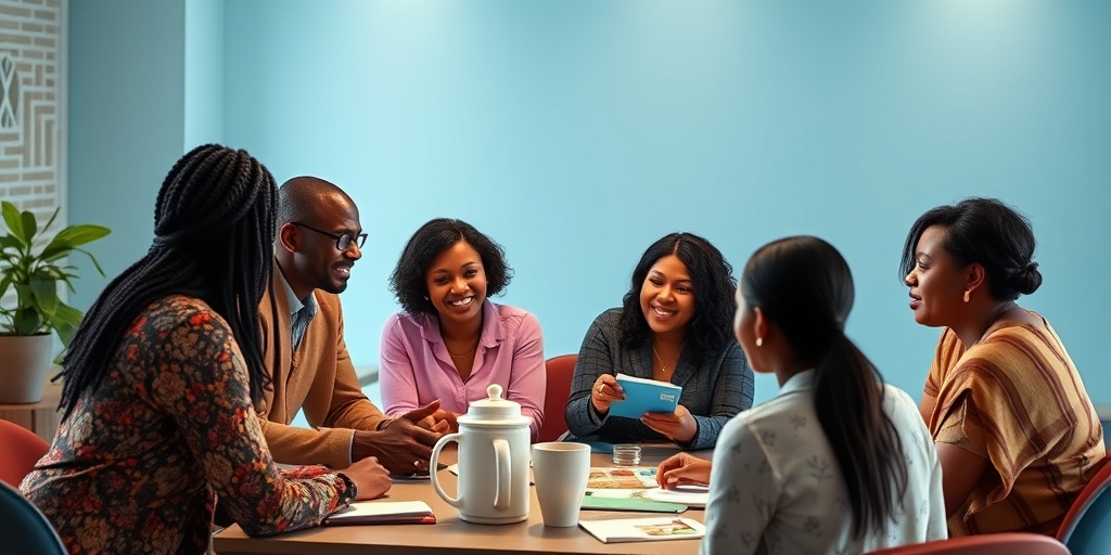 A community support group meeting fosters sharing and connection among diverse individuals, emphasizing support for Sudanophilic Leukodystrophy patients.  5.png