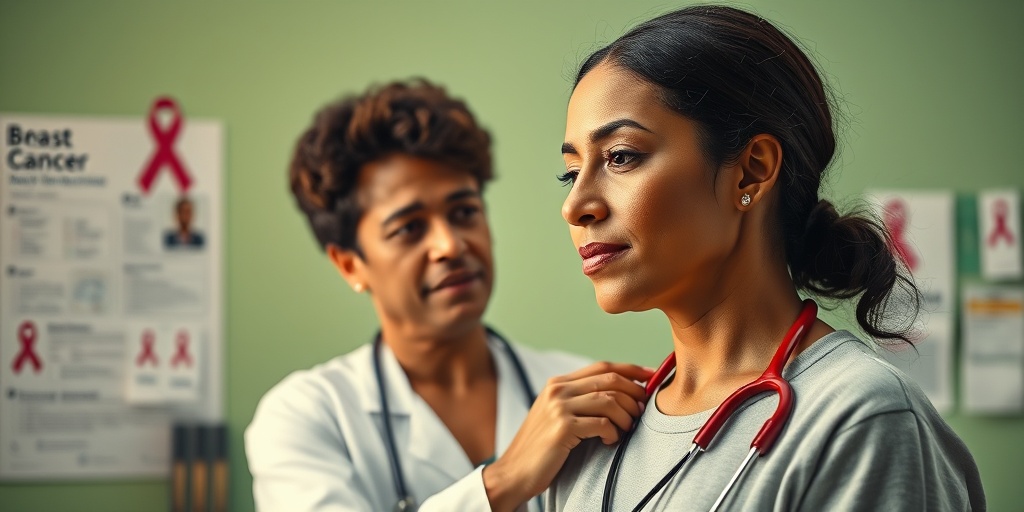 A compassionate healthcare professional examines a thoughtful patient, emphasizing early detection in a warm, clinical environment.  2.png