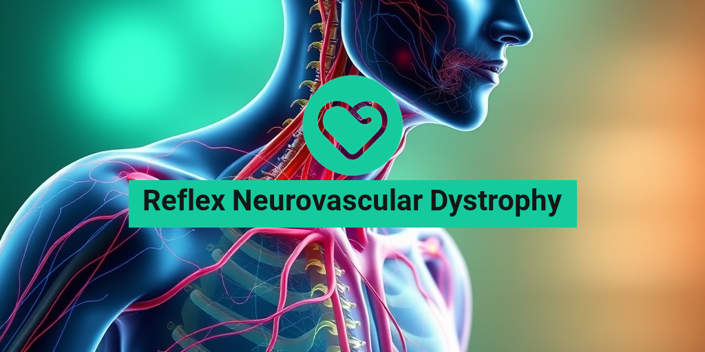 A detailed 3D render of the human nervous system, showcasing vibrant nerve pathways affected by Reflex Neurovascular Dystrophy. β’ Yesil Health AI