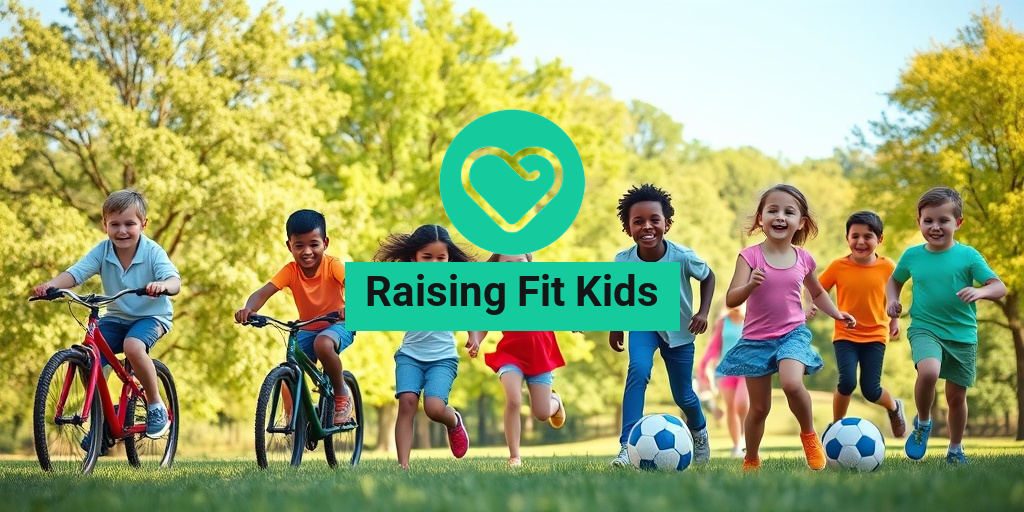 A diverse group of children joyfully cycling and playing soccer in a sunlit park, surrounded by lush greenery. • Yesil Health AI