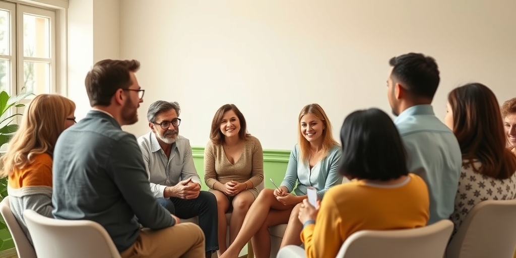 A diverse group participates in a therapy session, fostering community and support for overcoming eating difficulties.  4.png