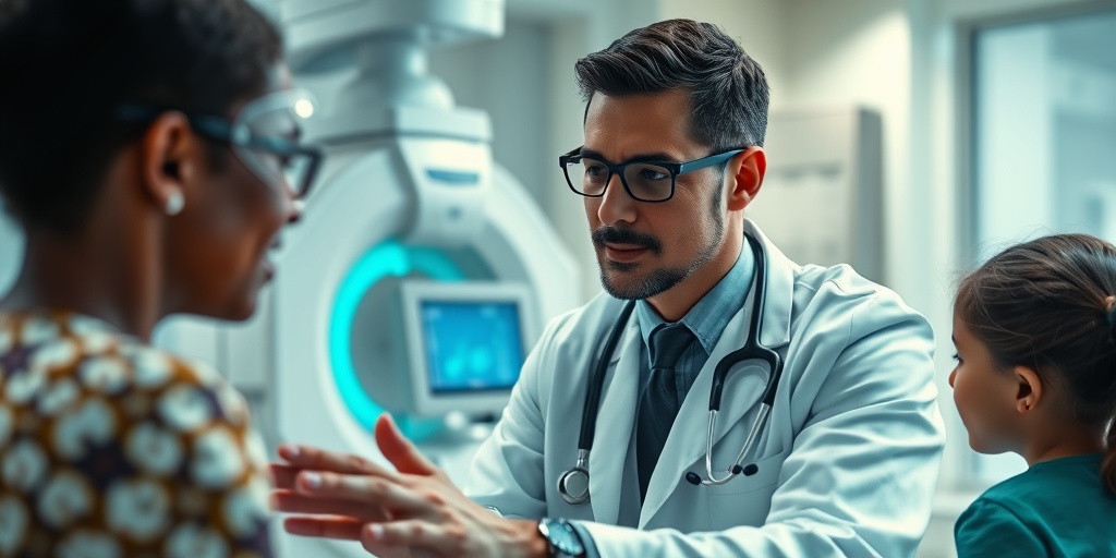 A doctor conducts a neurological exam in a modern clinic, showcasing compassion and professionalism with advanced equipment.  3.png