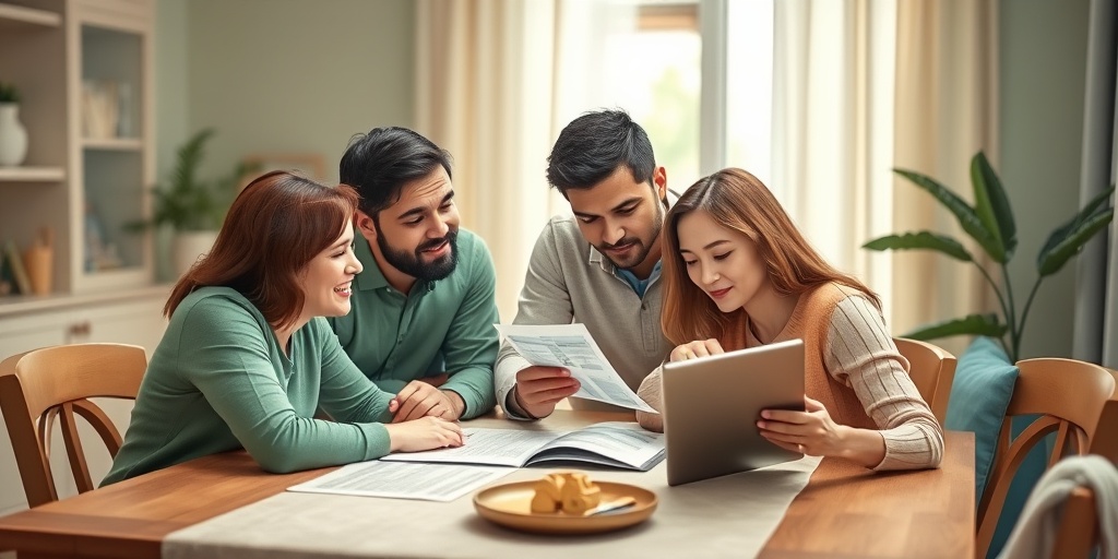 A family discusses health savings account options around a table, emphasizing financial literacy and empowerment in managing healthcare costs.  4.png