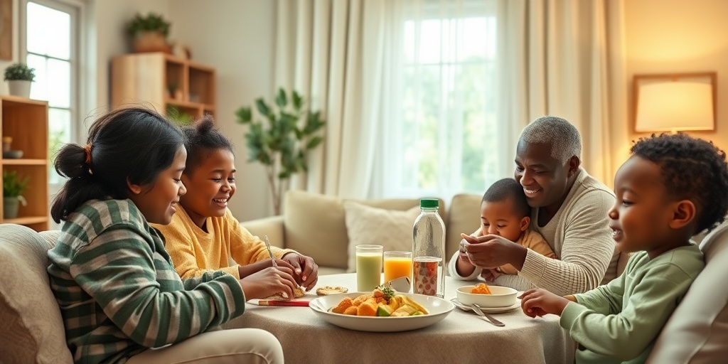 A family engages in joyful activities at home, illustrating resilience and emotional connections while living with Sudanophilic Leukodystrophy.  4.png