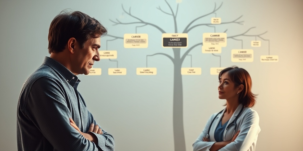 A family tree illustrates genetic inheritance of Gangliosidosis GM2 Type 2, with a parent discussing implications with a doctor.  3.png