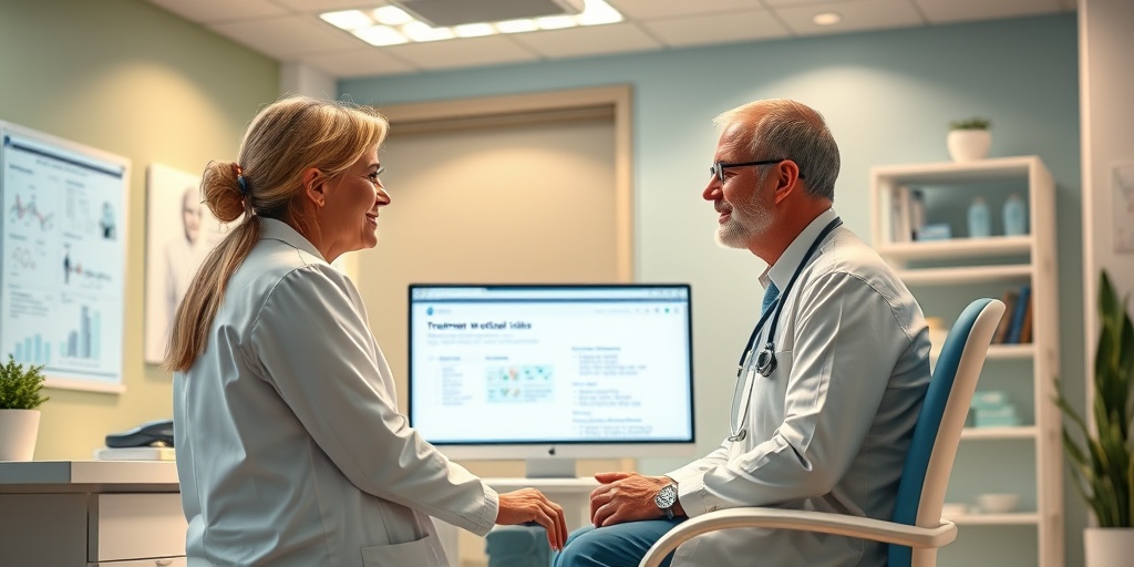 A healthcare professional discussing treatment options for summer encephalitis with a patient in a modern clinic.  4.png