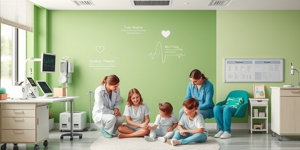 A healthcare team collaborates with a child in a therapy room, highlighting various treatment options for Williams-Beuren Syndrome. 4.png