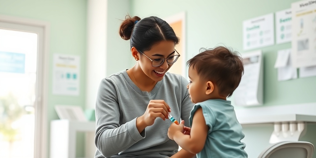 A parent prepares their child for vaccination in a bright clinic, fostering comfort and understanding.5.png