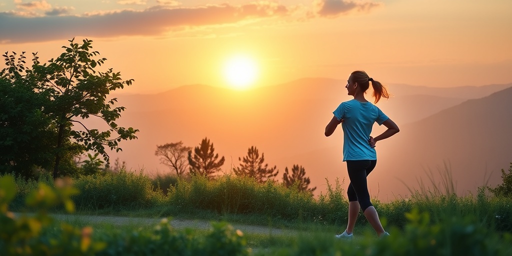 A patient engages in a healthy lifestyle amidst a serene landscape, symbolizing optimism and resilience in the face of lung carcinoid challenges.5.png
