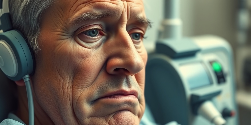 A patient in a clinical setting shows signs of mitral valve regurgitation, surrounded by medical equipment and soft lighting.  2.png