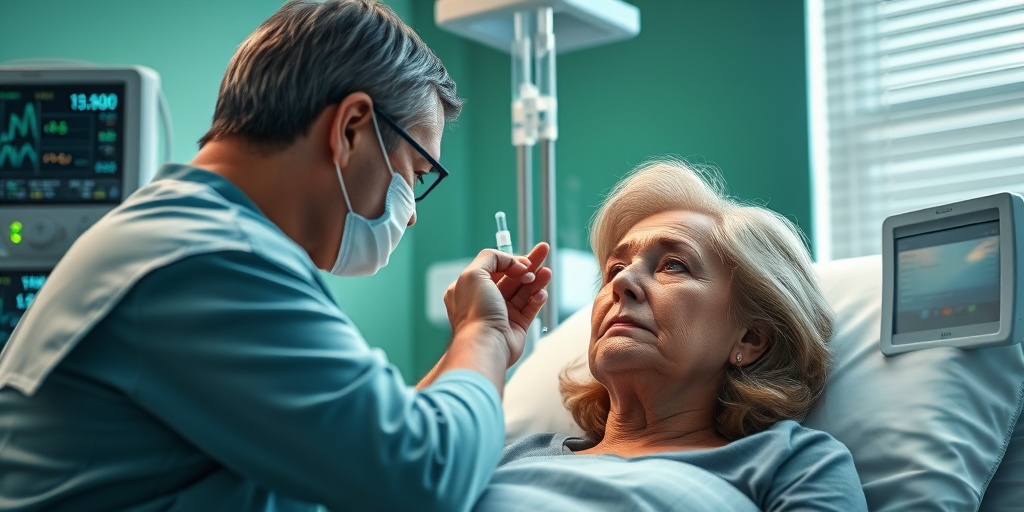A patient receives innovative ALS treatment, capturing a moment of hope and connection with a caring healthcare provider.  4.png