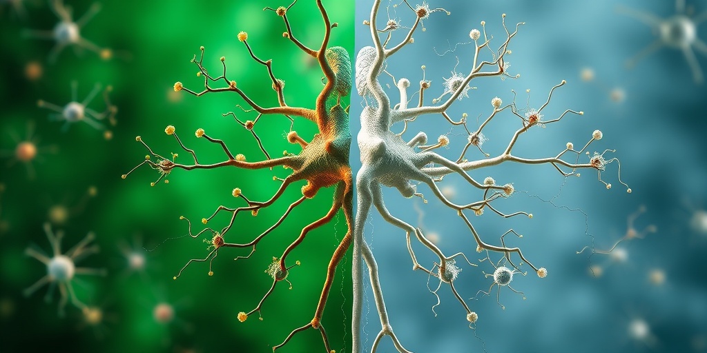 A split image contrasting healthy and affected neural pathways, capturing the emotional weight of nervous system disorders in vivid detail.  3.png