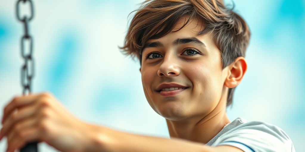 A young adult with TCS confidently participating in community activities, showcasing unique beauty against a vibrant, uplifting background.  5.png