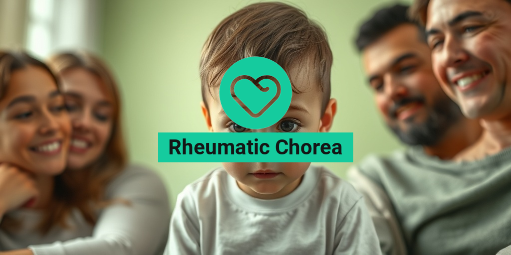 A young child with Rheumatic Chorea shows involuntary movements, surrounded by caring family in a softly lit room. β’ Yesil Health AI