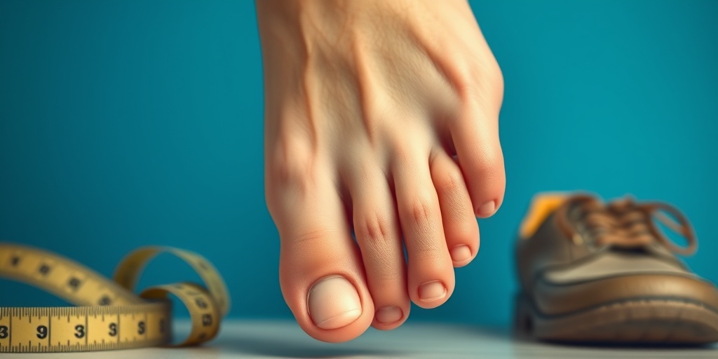 Close-up of a foot with claw toes against a subtle blue background, highlighting the deformity's impact on mobility and daily life.  2.png