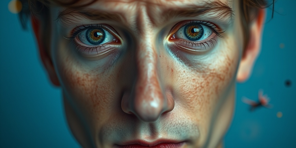 Close-up of a person's face reveals emotions of confusion and clarity, set against a soft blue background.  2.png
