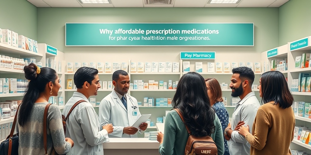 Customers consult a pharmacist in a well-organized pharmacy, seeking affordable medications, fostering trust and support in healthcare solutions.  5.png