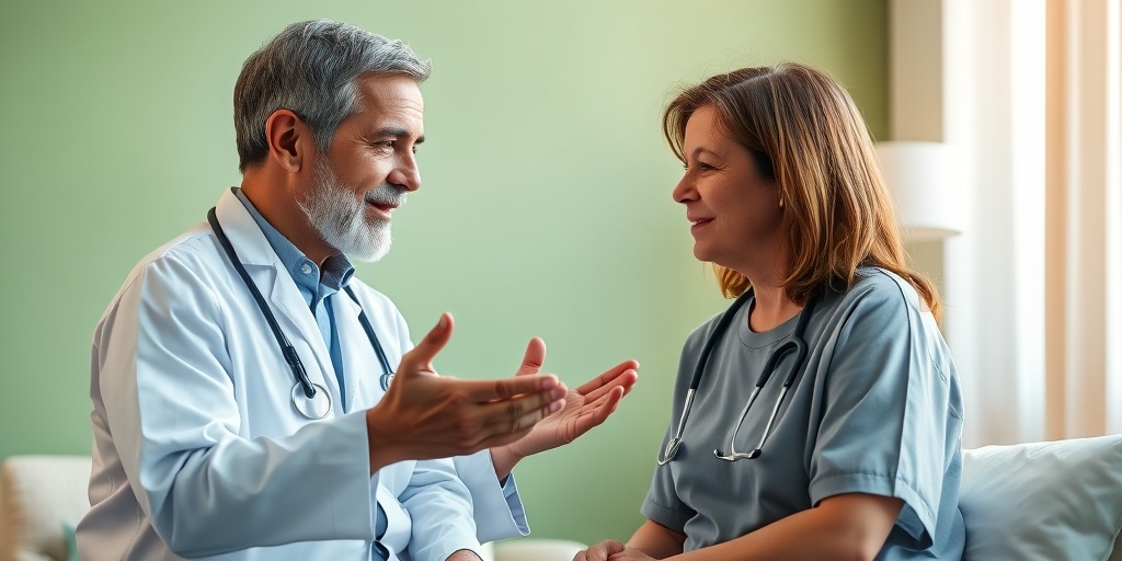 Patient discussing prognosis with a healthcare provider, creating a supportive atmosphere with warm lighting and calming colors.5.png