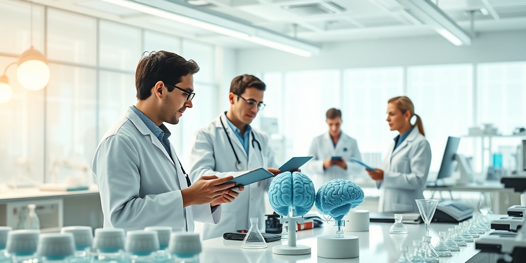 Researchers in a lab exploring innovative studies on brain development, symbolizing progress in understanding Agenesis of Commissura Magna Cerebri.  5.png