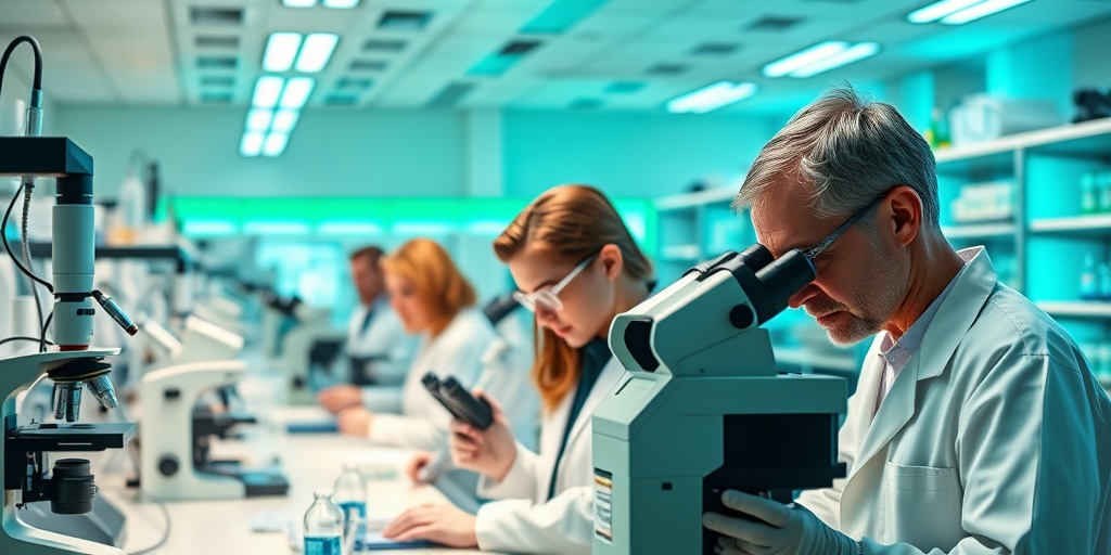 Scientists work in a research lab focused on ALS, utilizing advanced technology to pursue knowledge and potential breakthroughs.  5.png