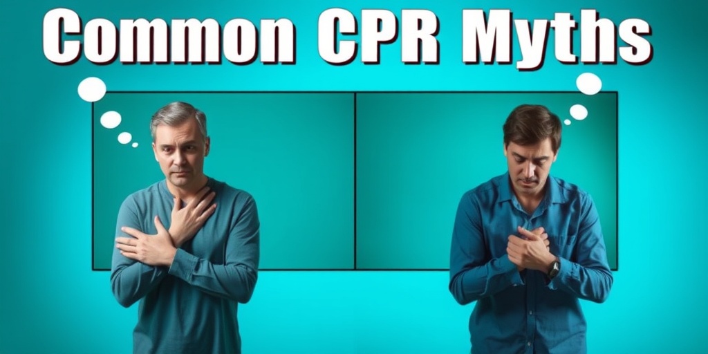 Split-screen image contrasts incorrect and correct CPR techniques, illustrating common myths with dramatic lighting and clear expressions.  4.png