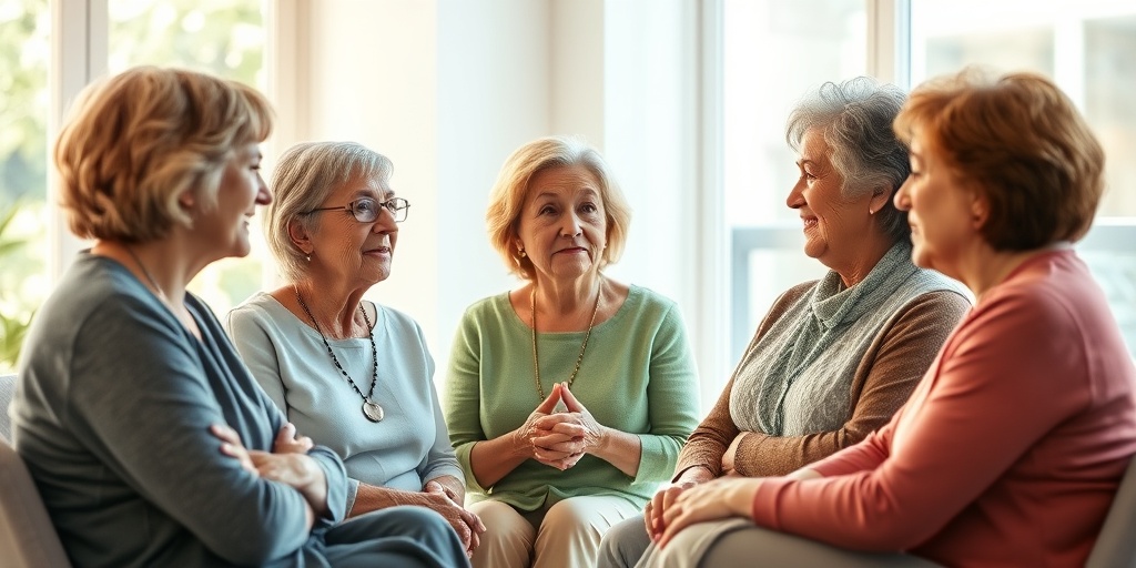 A diverse group of women discusses heart health and osteoporosis, promoting awareness in a bright, supportive environment. 3.png