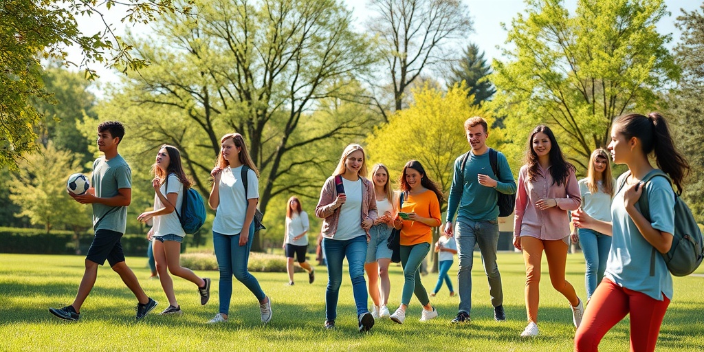 A diverse group of young adults thrives in a vibrant park, symbolizing growth and resilience despite growth hormone deficiency.  5.png