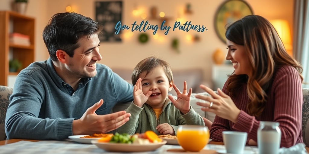 A family joyfully communicates using sign language, showcasing love and connection in a warm, cozy home environment.  5.png